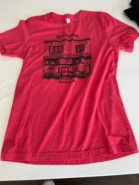 Size small Red Graphic Tee - Plaid Room Records Design